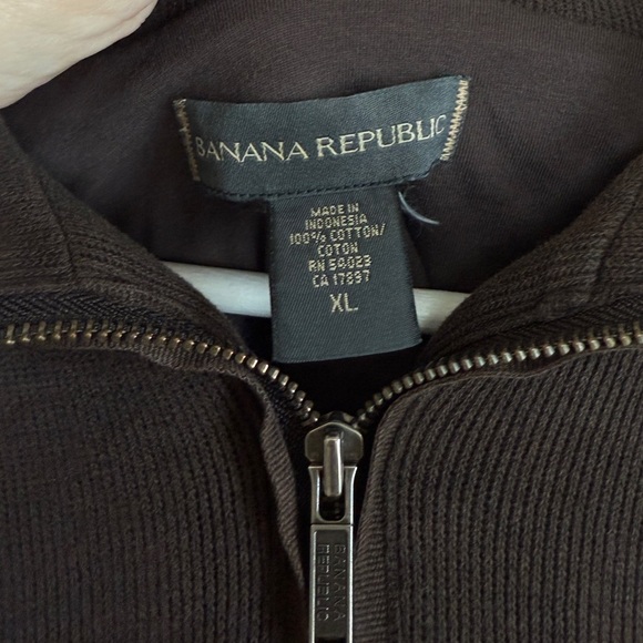 Y2K Banana Republic Quarter Zip Long Sleeve Brown Cotton Academia Old Money XL - Picture 3 of 7